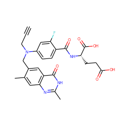 C#CCN(Cc1cc2c(=O)[nH]c(C)nc2cc1C)c1ccc(C(=O)N[C@@H](CCC(=O)O)C(=O)O)c(F)c1 ZINC000003832375