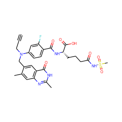 C#CCN(Cc1cc2c(=O)[nH]c(C)nc2cc1C)c1ccc(C(=O)N[C@@H](CCCC(=O)NS(C)(=O)=O)C(=O)O)c(F)c1 ZINC000004812199