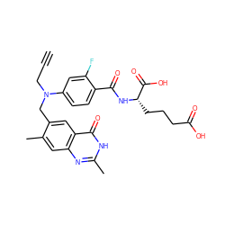 C#CCN(Cc1cc2c(=O)[nH]c(C)nc2cc1C)c1ccc(C(=O)N[C@@H](CCCC(=O)O)C(=O)O)c(F)c1 ZINC000003832376