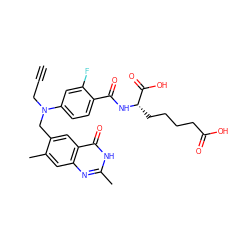 C#CCN(Cc1cc2c(=O)[nH]c(C)nc2cc1C)c1ccc(C(=O)N[C@@H](CCCCC(=O)O)C(=O)O)c(F)c1 ZINC000004812188