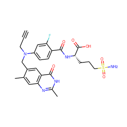 C#CCN(Cc1cc2c(=O)[nH]c(C)nc2cc1C)c1ccc(C(=O)N[C@@H](CCCS(N)(=O)=O)C(=O)O)c(F)c1 ZINC000027299742