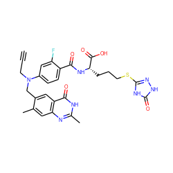 C#CCN(Cc1cc2c(=O)[nH]c(C)nc2cc1C)c1ccc(C(=O)N[C@@H](CCCSc2n[nH]c(=O)[nH]2)C(=O)O)c(F)c1 ZINC000004812222