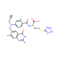 C#CCN(Cc1cc2c(=O)[nH]c(C)nc2cc1C)c1ccc(C(=O)N[C@@H](CCSc2nn[nH]n2)C(=O)O)c(F)c1 ZINC000003832380