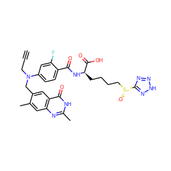 C#CCN(Cc1cc2c(=O)[nH]c(C)nc2cc1C)c1ccc(C(=O)N[C@H](CCCC[S@@+]([O-])c2nn[nH]n2)C(=O)O)c(F)c1 ZINC000004812233