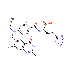 C#CCN(Cc1cc2c(=O)[nH]c(C)nc2cc1C)c1ccc(C(=O)N[C@H](CCc2nn[nH]n2)C(=O)O)c(F)c1 ZINC000003832382