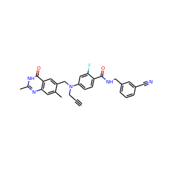 C#CCN(Cc1cc2c(=O)[nH]c(C)nc2cc1C)c1ccc(C(=O)NCc2cccc(C#N)c2)c(F)c1 ZINC000013740771