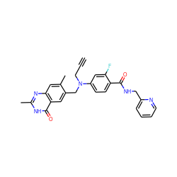 C#CCN(Cc1cc2c(=O)[nH]c(C)nc2cc1C)c1ccc(C(=O)NCc2ccccn2)c(F)c1 ZINC000013740772