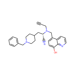 C#CCN(Cc1ccc(O)c2ncccc12)[C@H](C#N)CC1CCN(Cc2ccccc2)CC1 ZINC000143819734