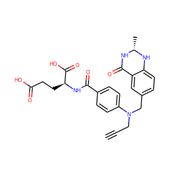 C#CCN(Cc1ccc2c(c1)C(=O)N[C@H](C)N2)c1ccc(C(=O)N[C@@H](CCC(=O)O)C(=O)O)cc1 ZINC000013824149