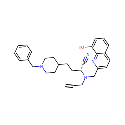 C#CCN(Cc1ccc2cccc(O)c2n1)[C@@H](C#N)CCC1CCN(Cc2ccccc2)CC1 ZINC001772616418