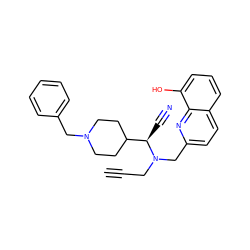 C#CCN(Cc1ccc2cccc(O)c2n1)[C@H](C#N)C1CCN(Cc2ccccc2)CC1 ZINC001772582937