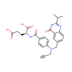 C#CCN(Cc1ccc2nc(C(C)C)[nH]c(=O)c2c1)c1ccc(C(=O)N[C@@H](CCC(=O)O)C(=O)O)cc1 ZINC000026823580