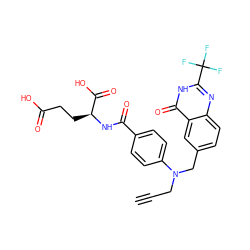 C#CCN(Cc1ccc2nc(C(F)(F)F)[nH]c(=O)c2c1)c1ccc(C(=O)N[C@@H](CCC(=O)O)C(=O)O)cc1 ZINC000026834526