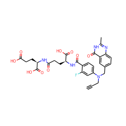 C#CCN(Cc1ccc2nc(C)[nH]c(=O)c2c1)c1ccc(C(=O)N[C@@H](CCC(=O)N[C@H](CCC(=O)O)C(=O)O)C(=O)O)c(F)c1 ZINC000027994473