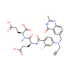 C#CCN(Cc1ccc2nc(C)[nH]c(=O)c2c1)c1ccc(C(=O)N[C@@H](CCC(=O)O)C(=O)N(C)[C@@H](CCC(=O)O)C(=O)O)c(F)c1 ZINC000029252628