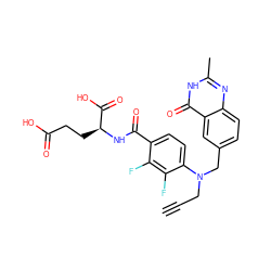 C#CCN(Cc1ccc2nc(C)[nH]c(=O)c2c1)c1ccc(C(=O)N[C@@H](CCC(=O)O)C(=O)O)c(F)c1F ZINC000013724744