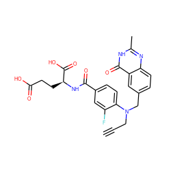 C#CCN(Cc1ccc2nc(C)[nH]c(=O)c2c1)c1ccc(C(=O)N[C@@H](CCC(=O)O)C(=O)O)cc1F ZINC000013724772