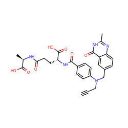 C#CCN(Cc1ccc2nc(C)[nH]c(=O)c2c1)c1ccc(C(=O)N[C@H](CCC(=O)N[C@H](C)C(=O)O)C(=O)O)cc1 ZINC000026976465