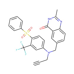 C#CCN(Cc1ccc2nc(C)[nH]c(=O)c2c1)c1ccc(S(=O)(=O)c2ccccc2)c(C(F)(F)F)c1 ZINC000013746763