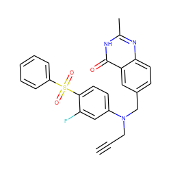 C#CCN(Cc1ccc2nc(C)[nH]c(=O)c2c1)c1ccc(S(=O)(=O)c2ccccc2)c(F)c1 ZINC000013761136