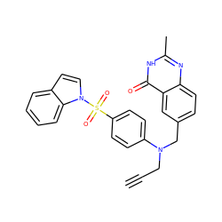 C#CCN(Cc1ccc2nc(C)[nH]c(=O)c2c1)c1ccc(S(=O)(=O)n2ccc3ccccc32)cc1 ZINC000029562211