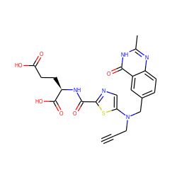 C#CCN(Cc1ccc2nc(C)[nH]c(=O)c2c1)c1cnc(C(=O)N[C@H](CCC(=O)O)C(=O)O)s1 ZINC000029340034