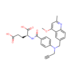 C#CCN(Cc1ccc2nc(C)cc(OC)c2c1)c1ccc(C(=O)N[C@@H](CCC(=O)O)C(=O)O)cc1 ZINC000013726050