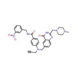 C#CCN(Cc1ccc2nc(CN3CCN(C)CC3)[nH]c(=O)c2c1)c1ccc(C(=O)NCc2cccc([N+](=O)[O-])c2)cc1 ZINC000027747717