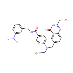 C#CCN(Cc1ccc2nc(CO)[nH]c(=O)c2c1)c1ccc(C(=O)NCc2cccc([N+](=O)[O-])c2)cc1 ZINC000013746445