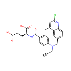 C#CCN(Cc1ccc2nc(Cl)cc(C)c2c1)c1ccc(C(=O)N[C@@H](CCC(=O)O)C(=O)O)cc1 ZINC000013726105