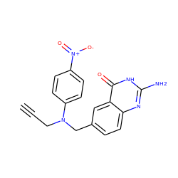 C#CCN(Cc1ccc2nc(N)[nH]c(=O)c2c1)c1ccc([N+](=O)[O-])cc1 ZINC000005178313