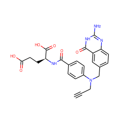 C#CCN(Cc1ccc2nc(N)[nH]c(=O)c2c1)c1ccc(C(=O)N[C@@H](CCC(=O)O)C(=O)O)cc1 ZINC000008655373