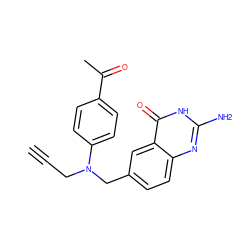 C#CCN(Cc1ccc2nc(N)[nH]c(=O)c2c1)c1ccc(C(C)=O)cc1 ZINC000018169517