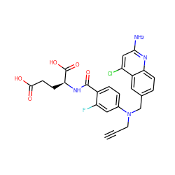 C#CCN(Cc1ccc2nc(N)cc(Cl)c2c1)c1ccc(C(=O)N[C@@H](CCC(=O)O)C(=O)O)c(F)c1 ZINC000001546854