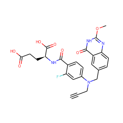 C#CCN(Cc1ccc2nc(OC)[nH]c(=O)c2c1)c1ccc(C(=O)N[C@@H](CCC(=O)O)C(=O)O)c(F)c1 ZINC000026827500