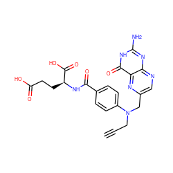 C#CCN(Cc1cnc2nc(N)[nH]c(=O)c2n1)c1ccc(C(=O)N[C@@H](CCC(=O)O)C(=O)O)cc1 ZINC000013448356