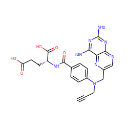 C#CCN(Cc1cnc2nc(N)nc(N)c2n1)c1ccc(C(=O)N[C@H](CCC(=O)O)C(=O)O)cc1 ZINC000001576152