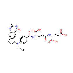 C#CCN(c1ccc(C(=O)N[C@@H](CCC(=O)N[C@H](CCC(=O)O)C(=O)O)C(=O)O)cc1)[C@H]1CCc2cc3nc(C)[nH]c(=O)c3cc21 ZINC000003839393