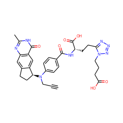 C#CCN(c1ccc(C(=O)N[C@@H](CCc2nnnn2CCCC(=O)O)C(=O)O)cc1)[C@H]1CCc2cc3nc(C)[nH]c(=O)c3cc21 ZINC000029555209