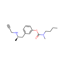 C#CCN[C@H](C)Cc1cccc(OC(=O)N(C)CCCC)c1 ZINC000013492341