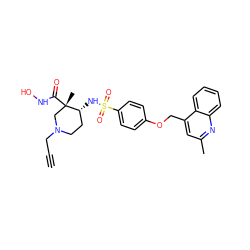 C#CCN1CC[C@@H](NS(=O)(=O)c2ccc(OCc3cc(C)nc4ccccc34)cc2)[C@@](C)(C(=O)NO)C1 ZINC000144292132