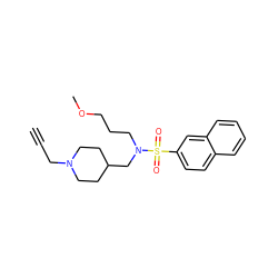 C#CCN1CCC(CN(CCCOC)S(=O)(=O)c2ccc3ccccc3c2)CC1 ZINC001772606263