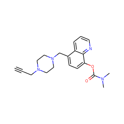 C#CCN1CCN(Cc2ccc(OC(=O)N(C)C)c3ncccc23)CC1 ZINC000040974336