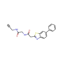 C#CCNC(=O)CNC(=O)Cc1nc2ccc(-c3ccccc3)cc2s1 ZINC000200212728