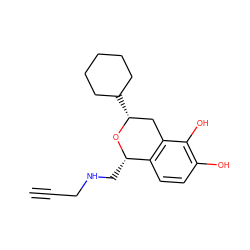 C#CCNC[C@@H]1O[C@H](C2CCCCC2)Cc2c1ccc(O)c2O ZINC000013823840