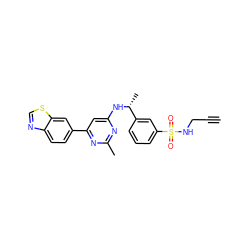 C#CCNS(=O)(=O)c1cccc([C@@H](C)Nc2cc(-c3ccc4ncsc4c3)nc(C)n2)c1 ZINC000142321227