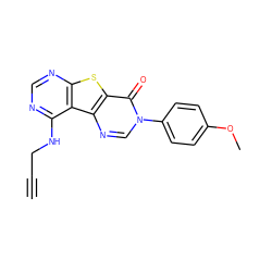 C#CCNc1ncnc2sc3c(=O)n(-c4ccc(OC)cc4)cnc3c12 ZINC000071295943