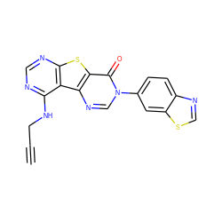 C#CCNc1ncnc2sc3c(=O)n(-c4ccc5ncsc5c4)cnc3c12 ZINC000071295286