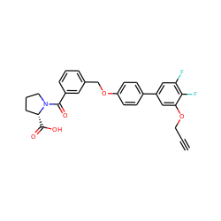 C#CCOc1cc(-c2ccc(OCc3cccc(C(=O)N4CCC[C@H]4C(=O)O)c3)cc2)cc(F)c1F ZINC000224627058