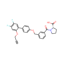 C#CCOc1cc(F)c(F)cc1-c1ccc(OCc2cccc(C(=O)N3CCC[C@H]3C(=O)O)c2)cc1 ZINC000224606424